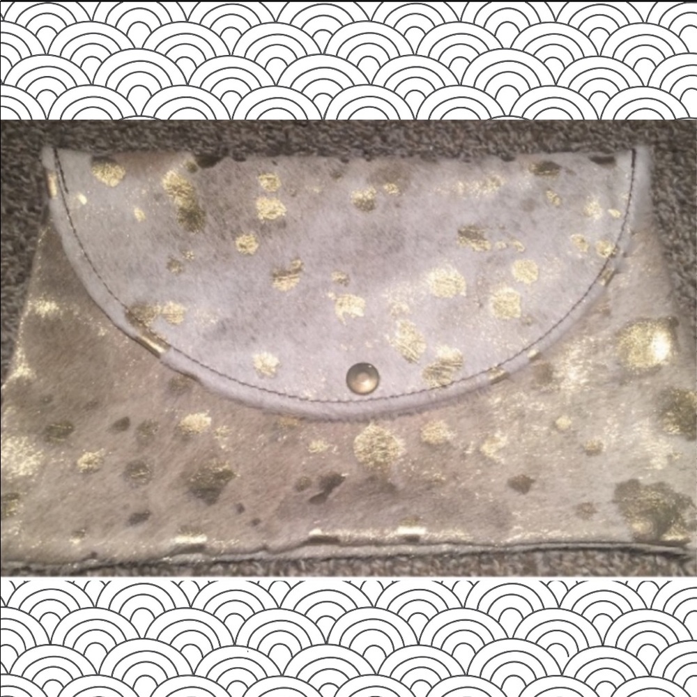 Gold Acid Wash Calf-hair Clutch